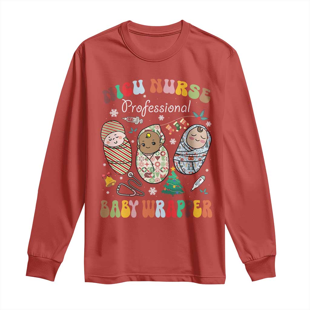 Funny NICU Nurse Christmas Long Sleeve Shirt Professional Baby Wrapper