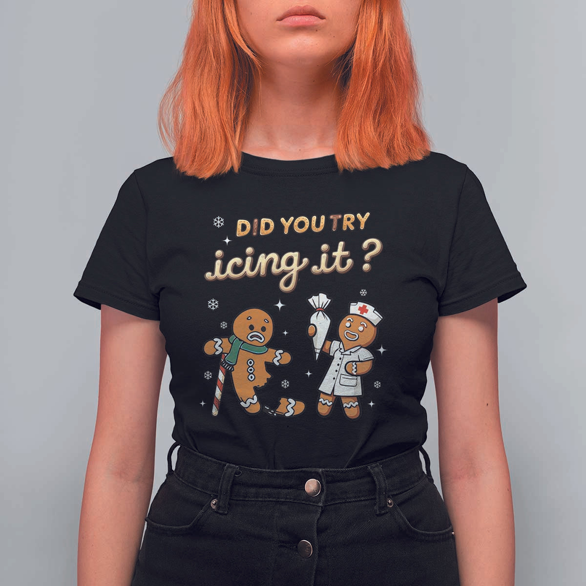Funny Christmas Nurse T Shirt For Women Did You Try Icing It Gingerbreads - Wonder Print Shop
