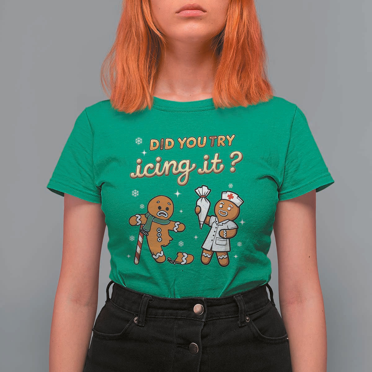 Funny Christmas Nurse T Shirt For Women Did You Try Icing It Gingerbreads - Wonder Print Shop