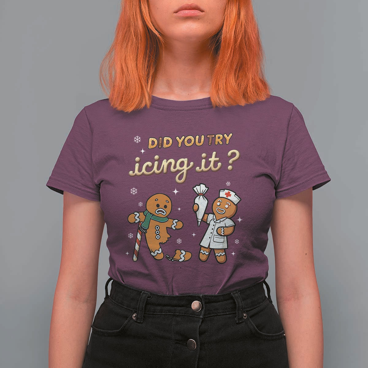 Funny Christmas Nurse T Shirt For Women Did You Try Icing It Gingerbreads - Wonder Print Shop