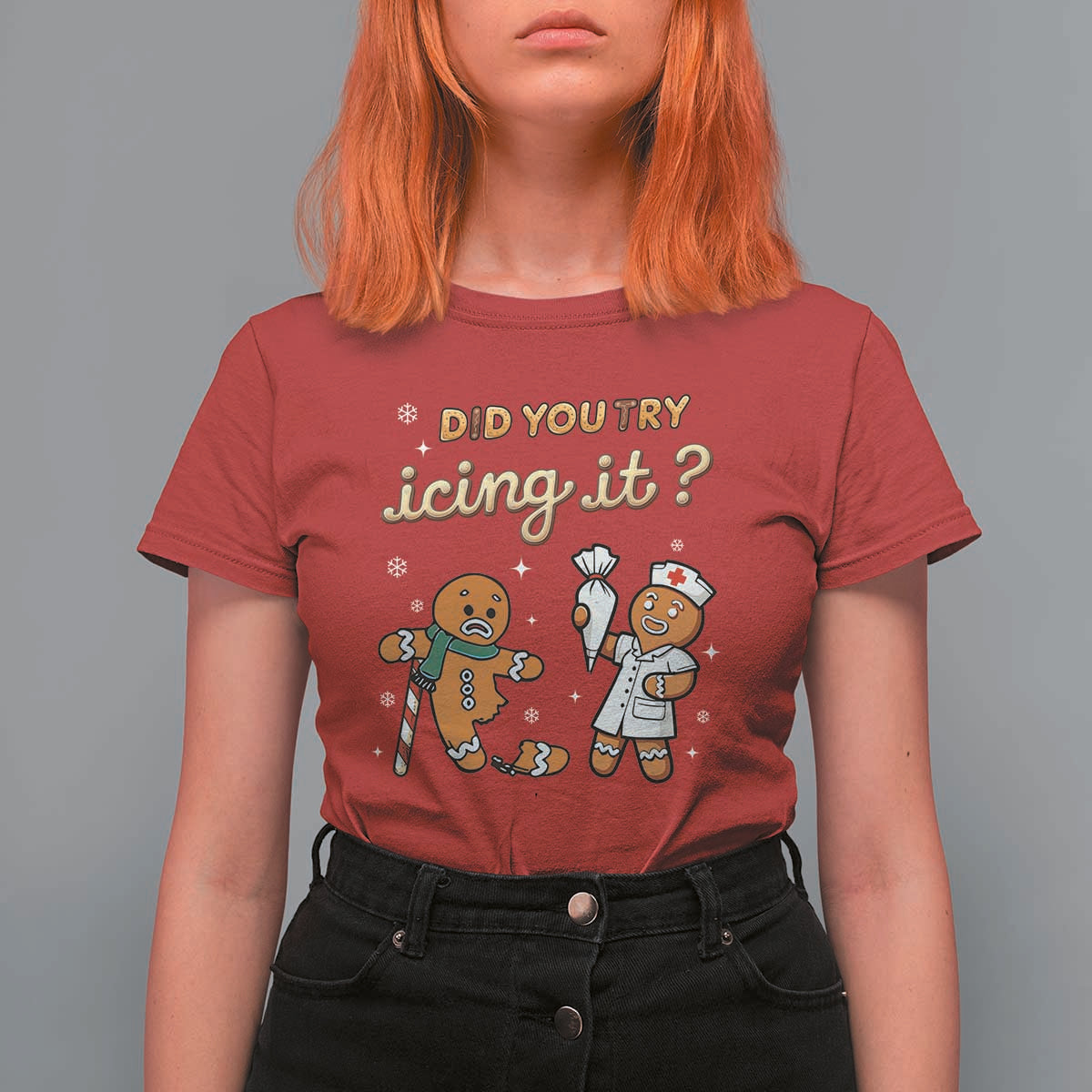 Funny Christmas Nurse T Shirt For Women Did You Try Icing It Gingerbreads - Wonder Print Shop