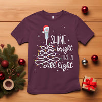 Funny Christmas Nurse T Shirt Shine Bright Like A Call Light Led Lights - Wonder Print Shop