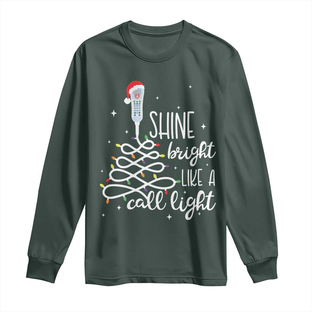 Funny Christmas Nurse Long Sleeve Shirt Shine Bright Like A Call Light Led Lights