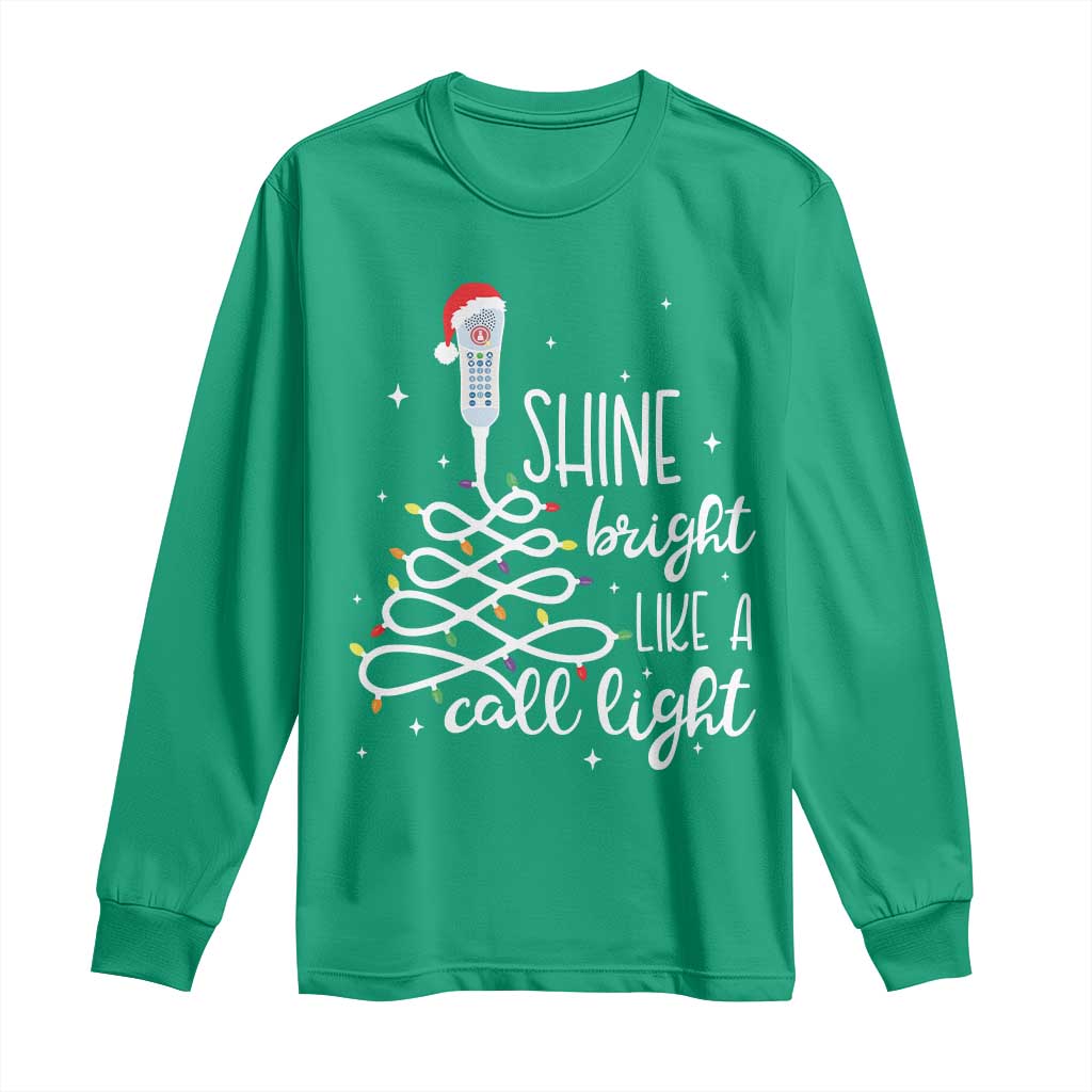 Funny Christmas Nurse Long Sleeve Shirt Shine Bright Like A Call Light Led Lights
