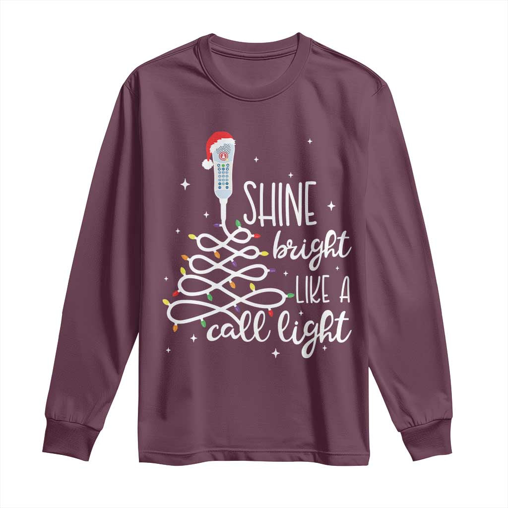 Funny Christmas Nurse Long Sleeve Shirt Shine Bright Like A Call Light Led Lights