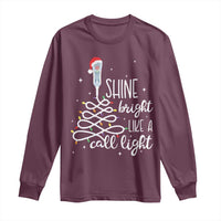 Funny Christmas Nurse Long Sleeve Shirt Shine Bright Like A Call Light Led Lights