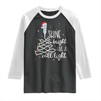 Funny Christmas Nurse Raglan Shirt Shine Bright Like A Call Light Led Lights - Wonder Print Shop