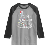 Funny Christmas Nurse Raglan Shirt Shine Bright Like A Call Light Led Lights - Wonder Print Shop