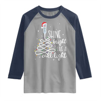 Funny Christmas Nurse Raglan Shirt Shine Bright Like A Call Light Led Lights - Wonder Print Shop