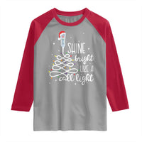 Funny Christmas Nurse Raglan Shirt Shine Bright Like A Call Light Led Lights - Wonder Print Shop