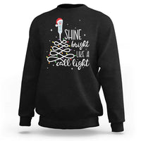 Funny Christmas Nurse Sweatshirt Shine Bright Like A Call Light Led Lights - Wonder Print Shop