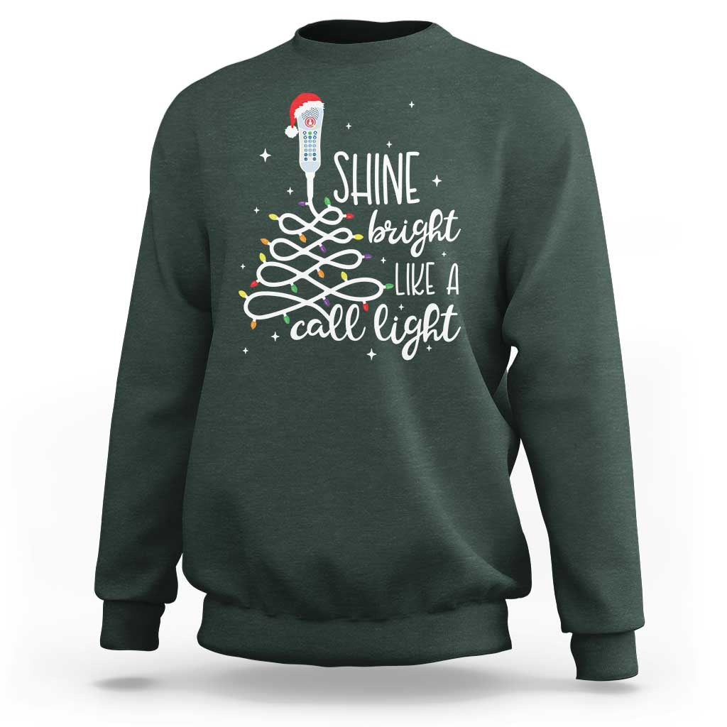 Funny Christmas Nurse Sweatshirt Shine Bright Like A Call Light Led Lights - Wonder Print Shop