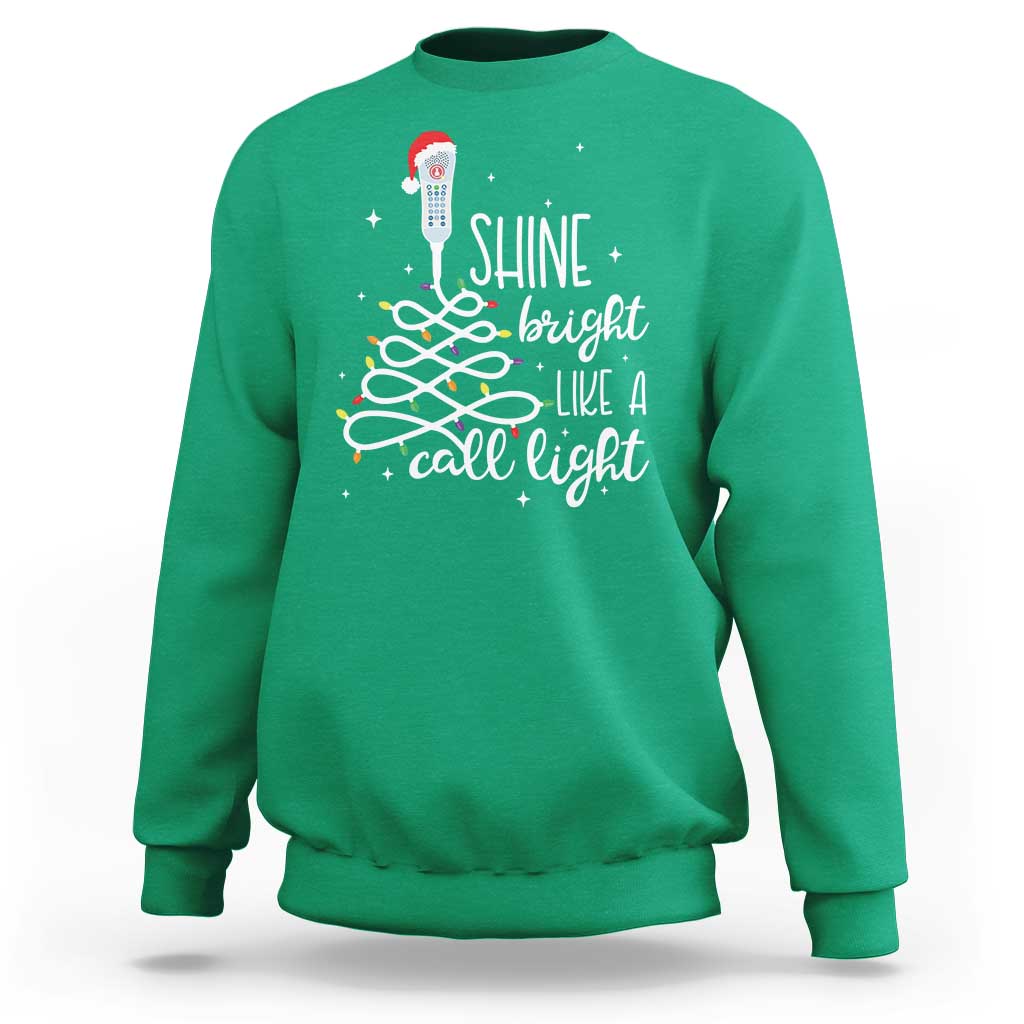 Funny Christmas Nurse Sweatshirt Shine Bright Like A Call Light Led Lights - Wonder Print Shop