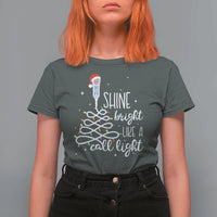 Funny Christmas Nurse T Shirt For Women Shine Bright Like A Call Light Led Lights - Wonder Print Shop