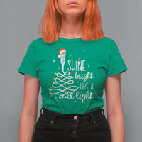 Funny Christmas Nurse T Shirt For Women Shine Bright Like A Call Light Led Lights - Wonder Print Shop