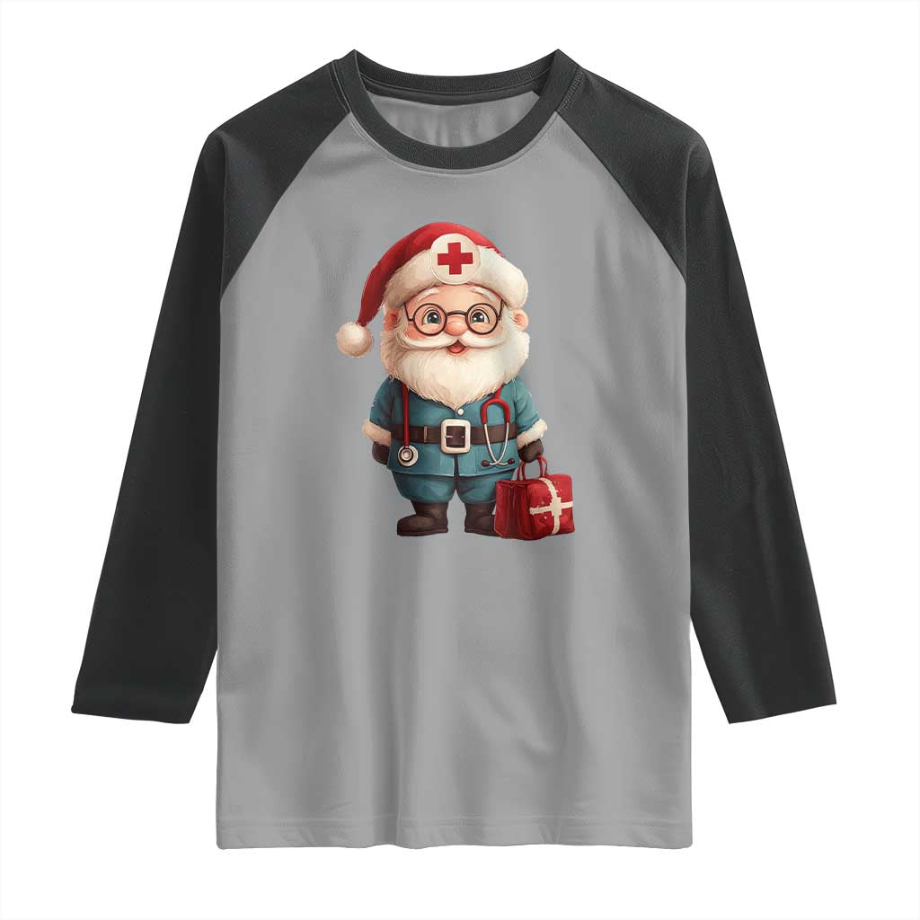 Funny Christmas Santa Doctor Medical Raglan Shirt - Wonder Print Shop