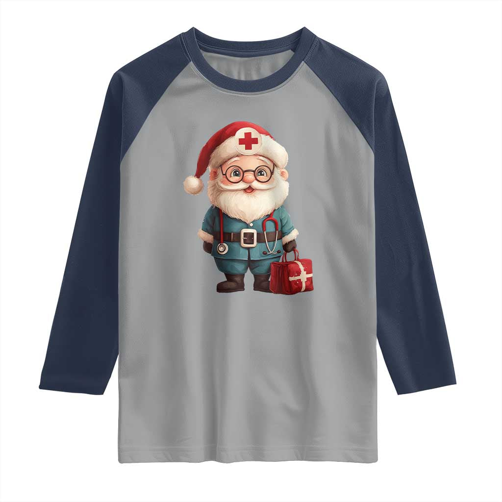 Funny Christmas Santa Doctor Medical Raglan Shirt - Wonder Print Shop