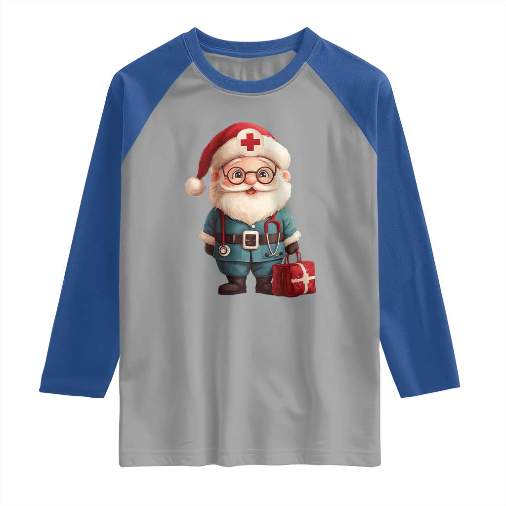 Funny Christmas Santa Doctor Medical Raglan Shirt - Wonder Print Shop