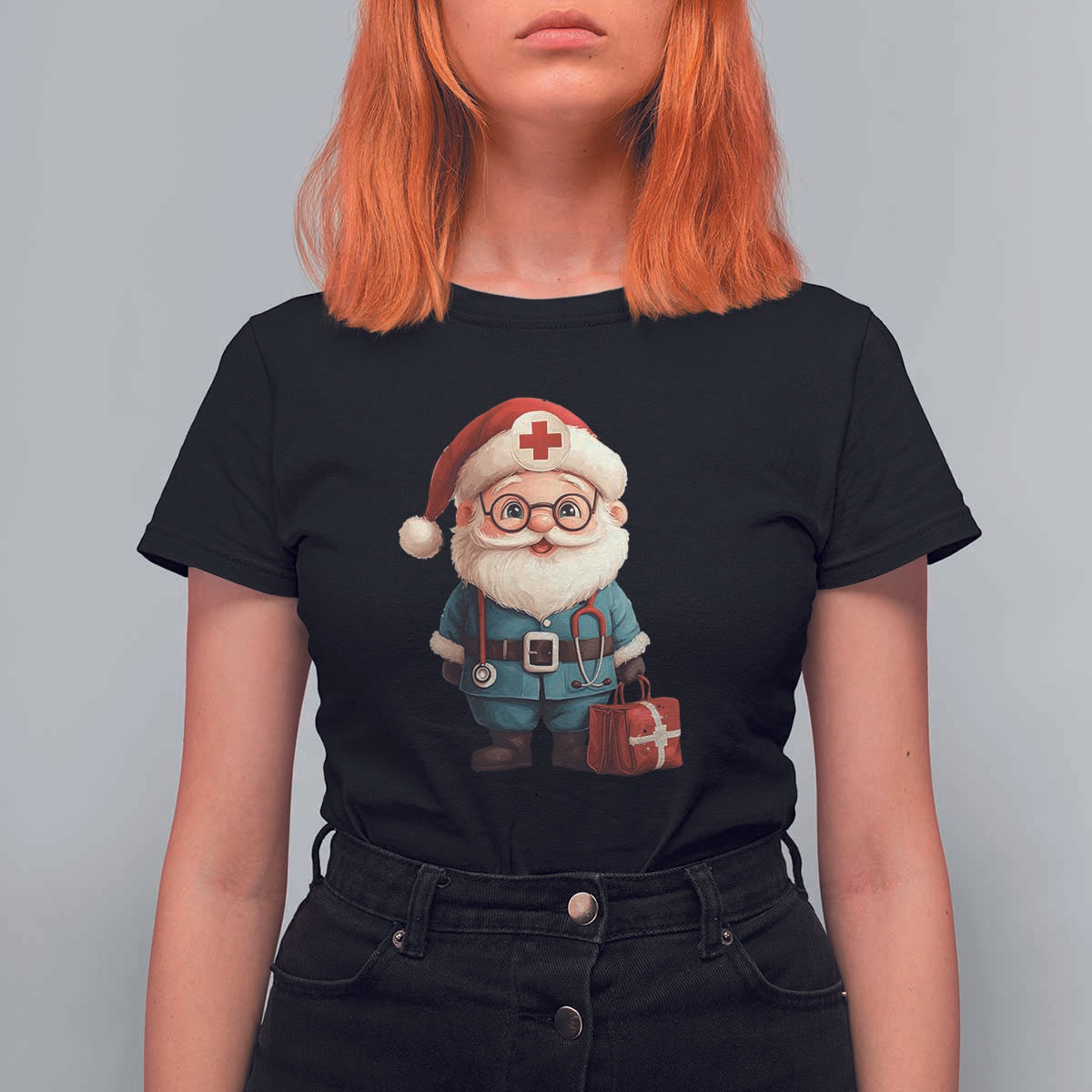Funny Christmas Santa Doctor Medical T Shirt For Women - Wonder Print Shop