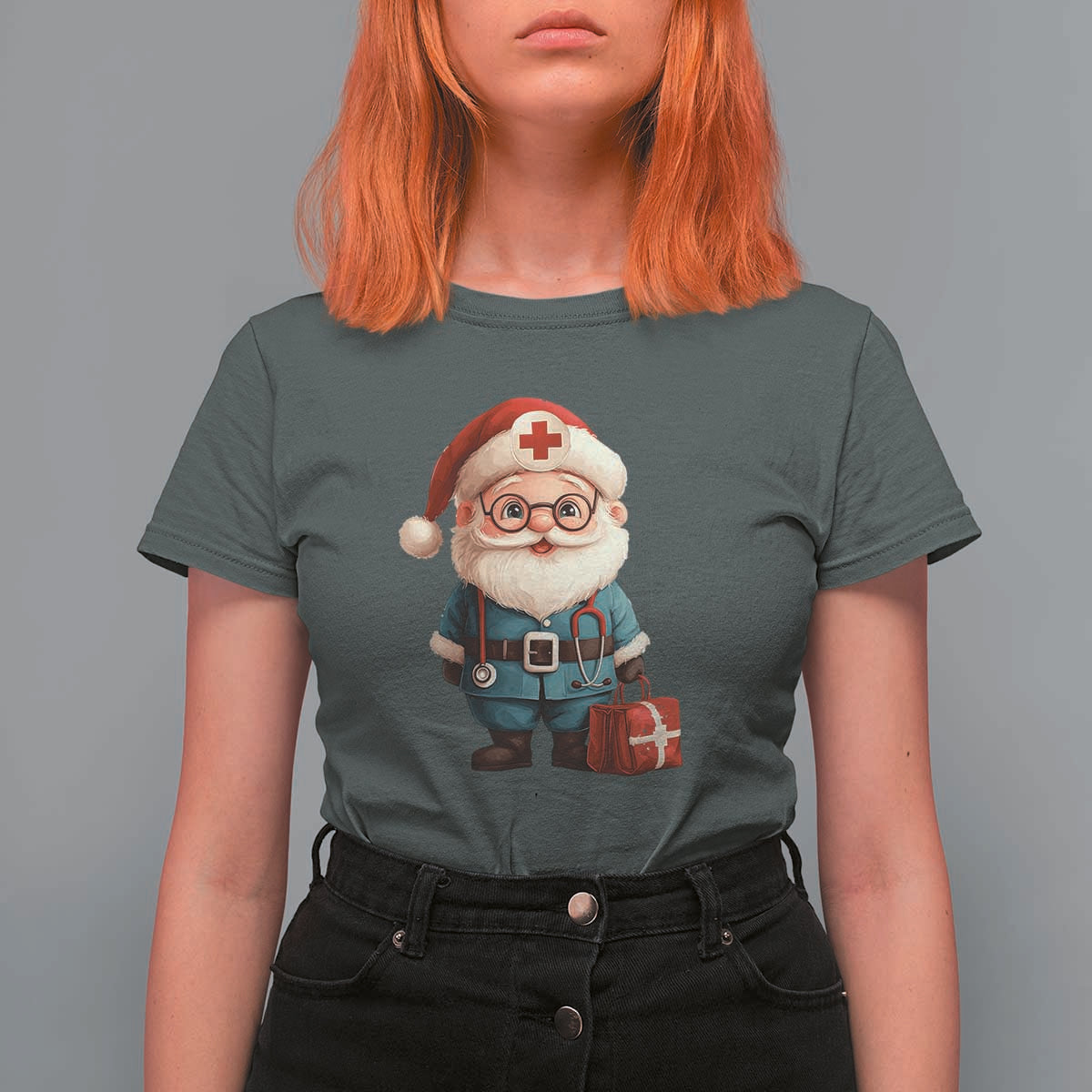 Funny Christmas Santa Doctor Medical T Shirt For Women - Wonder Print Shop