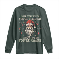 Funny Christmas Santa Doctor Medical Long Sleeve Shirt I See You When You're Sleeping I Know When You're Awake