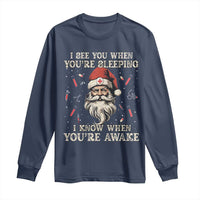 Funny Christmas Santa Doctor Medical Long Sleeve Shirt I See You When You're Sleeping I Know When You're Awake