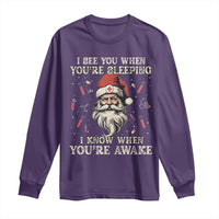 Funny Christmas Santa Doctor Medical Long Sleeve Shirt I See You When You're Sleeping I Know When You're Awake