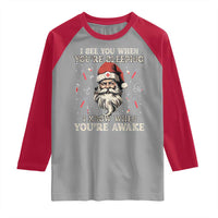 Funny Christmas Santa Doctor Medical Raglan Shirt I See You When You're Sleeping I Know When You're Awake - Wonder Print Shop