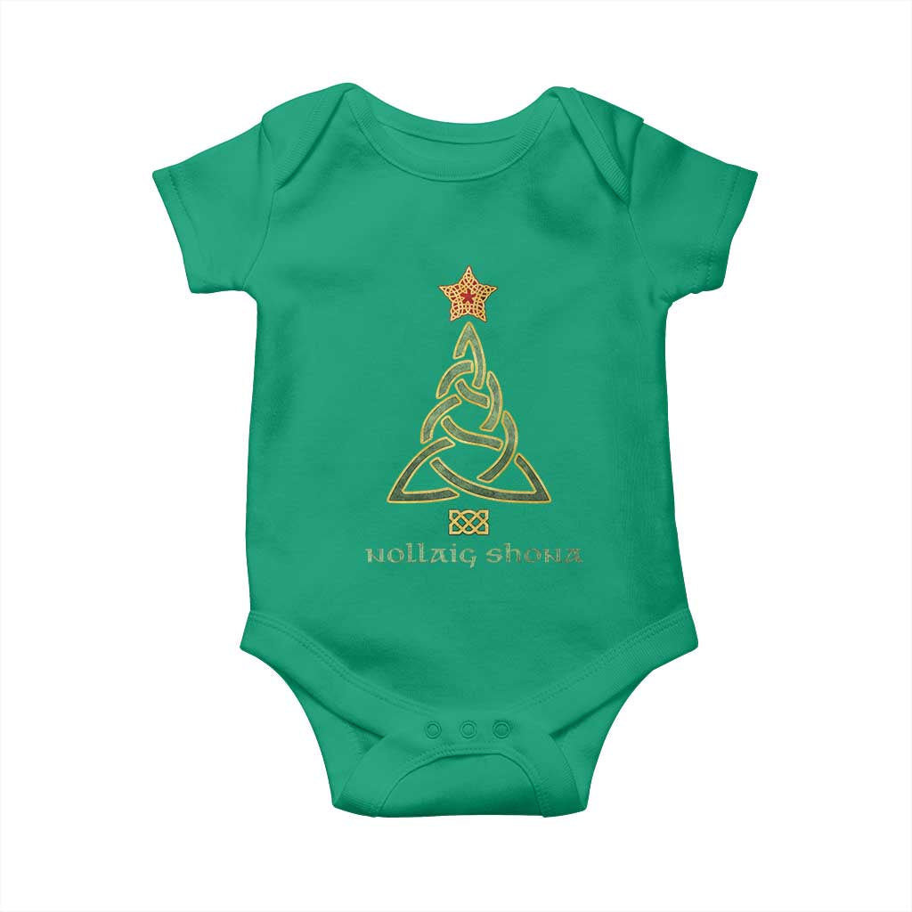 Irish Gaelic Christmas Nollaig Shona Baby Onesie Celtic Knot Christmas Tree
