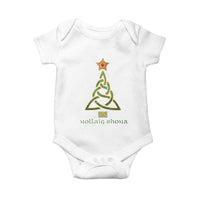 Irish Gaelic Christmas Nollaig Shona Baby Onesie Celtic Knot Christmas Tree