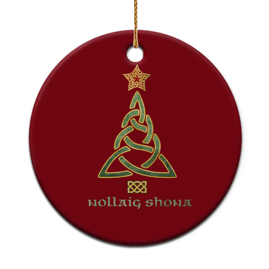 Irish Gaelic Christmas Nollaig Shona Ceramic Ornament Celtic Knot Christmas Tree - Wonder Print Shop