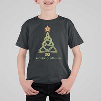 Irish Gaelic Christmas Nollaig Shona T Shirt For Kid Celtic Knot Christmas Tree - Wonder Print Shop