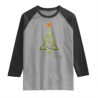 Irish Gaelic Christmas Nollaig Shona Raglan Shirt Celtic Knot Christmas Tree - Wonder Print Shop