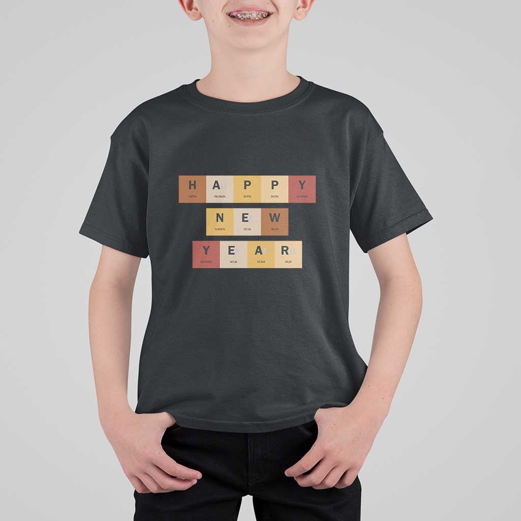 Funny Happy New Year Periodic Table Elements T Shirt For Kid Chemistry Teacher Student