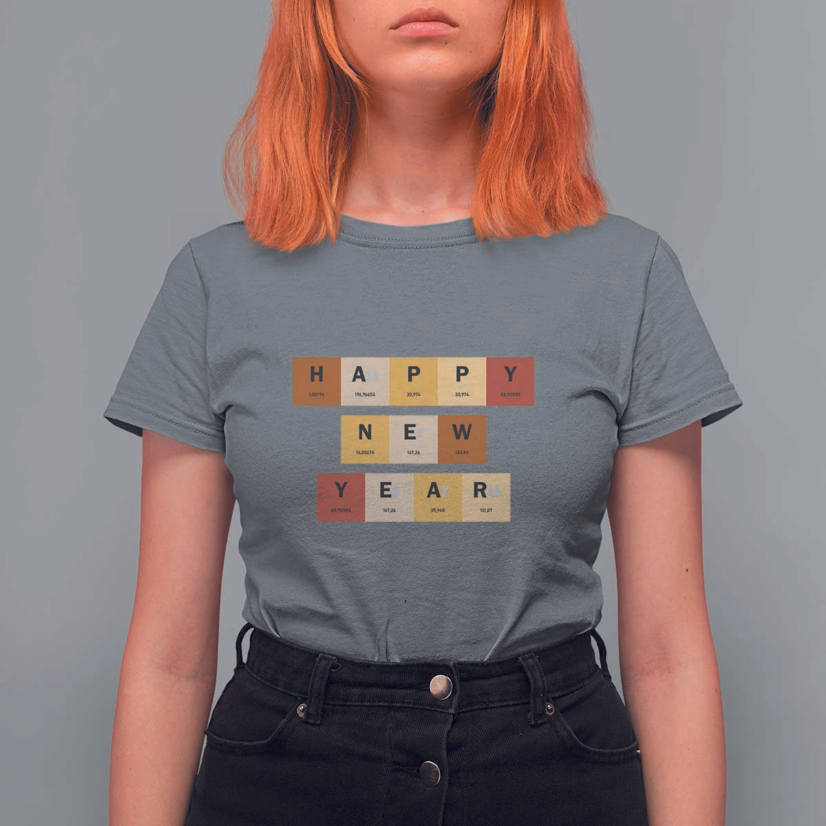 Funny Happy New Year Periodic Table Elements T Shirt For Women Chemistry Teacher Student