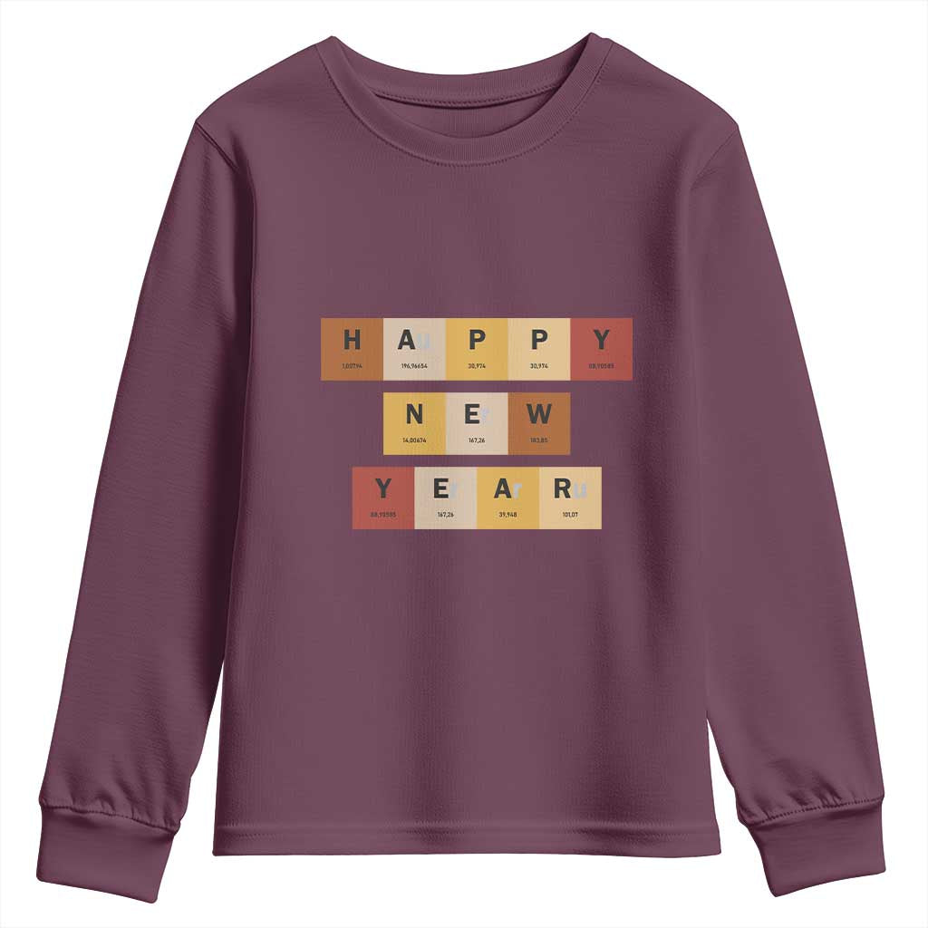 Funny Happy New Year Periodic Table Elements Youth Sweatshirt Chemistry Teacher Student