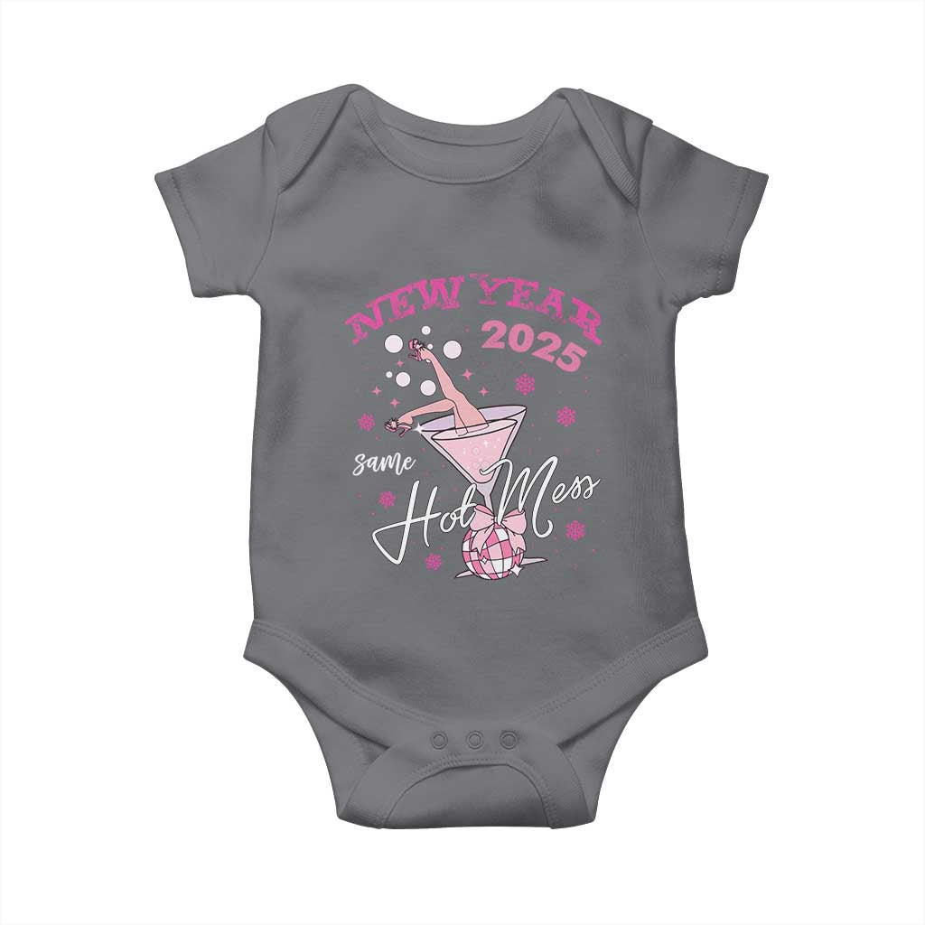 Funny New Year 2025 Same Hot Mess Baby Onesie New Year's Eve Party Coquette Champagne Glass