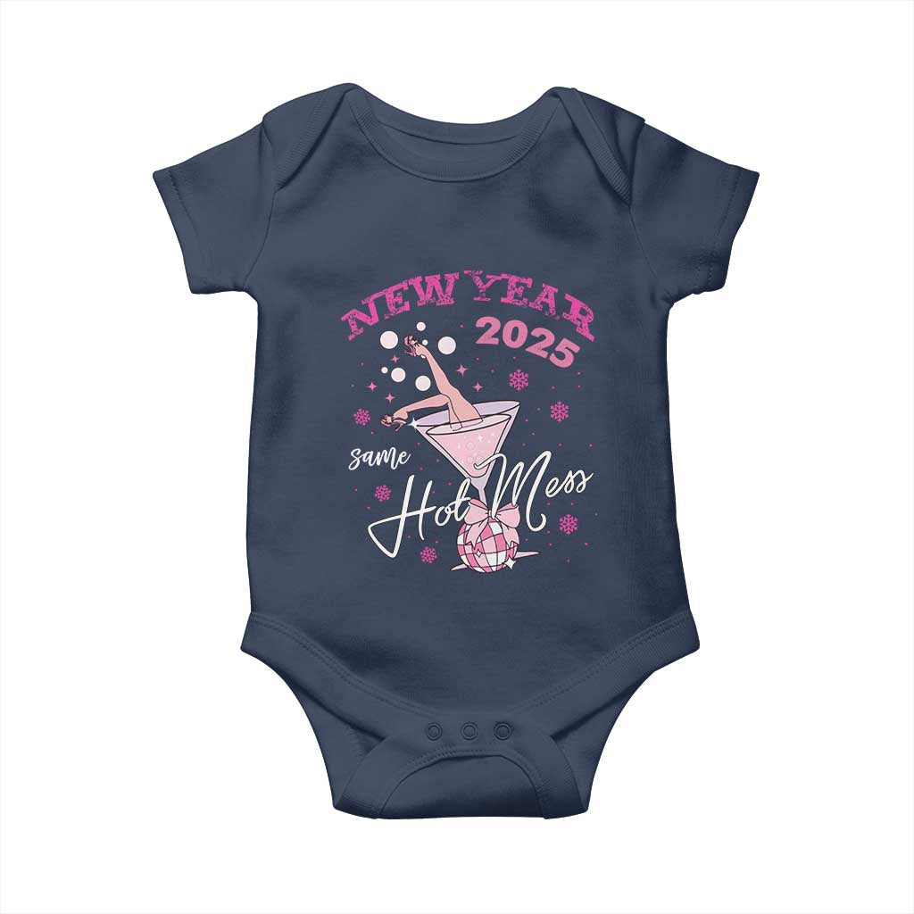 Funny New Year 2025 Same Hot Mess Baby Onesie New Year's Eve Party Coquette Champagne Glass