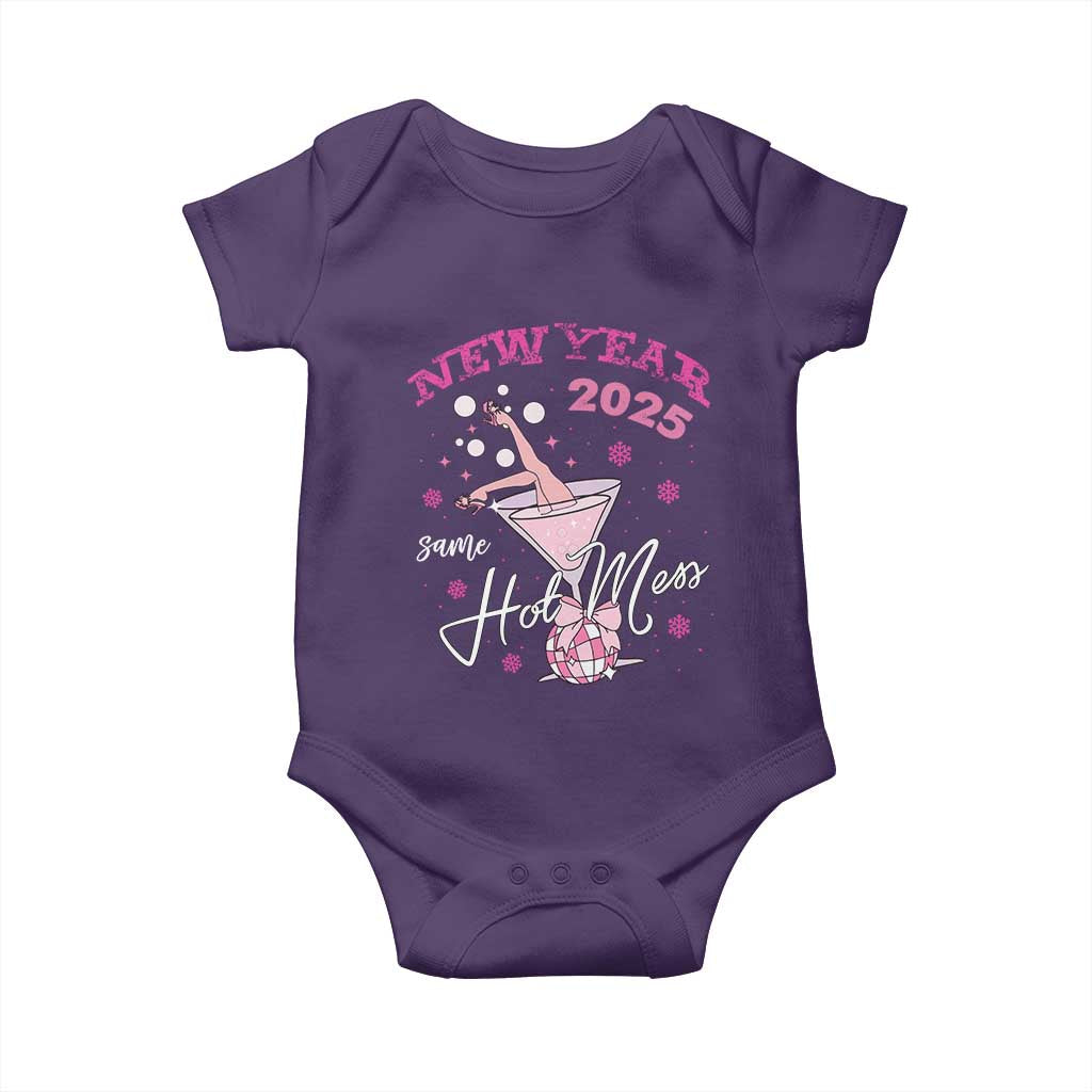 Funny New Year 2025 Same Hot Mess Baby Onesie New Year's Eve Party Coquette Champagne Glass
