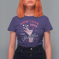 Funny New Year 2025 Same Hot Mess T Shirt For Women New Year's Eve Party Coquette Champagne Glass - Wonder Print Shop