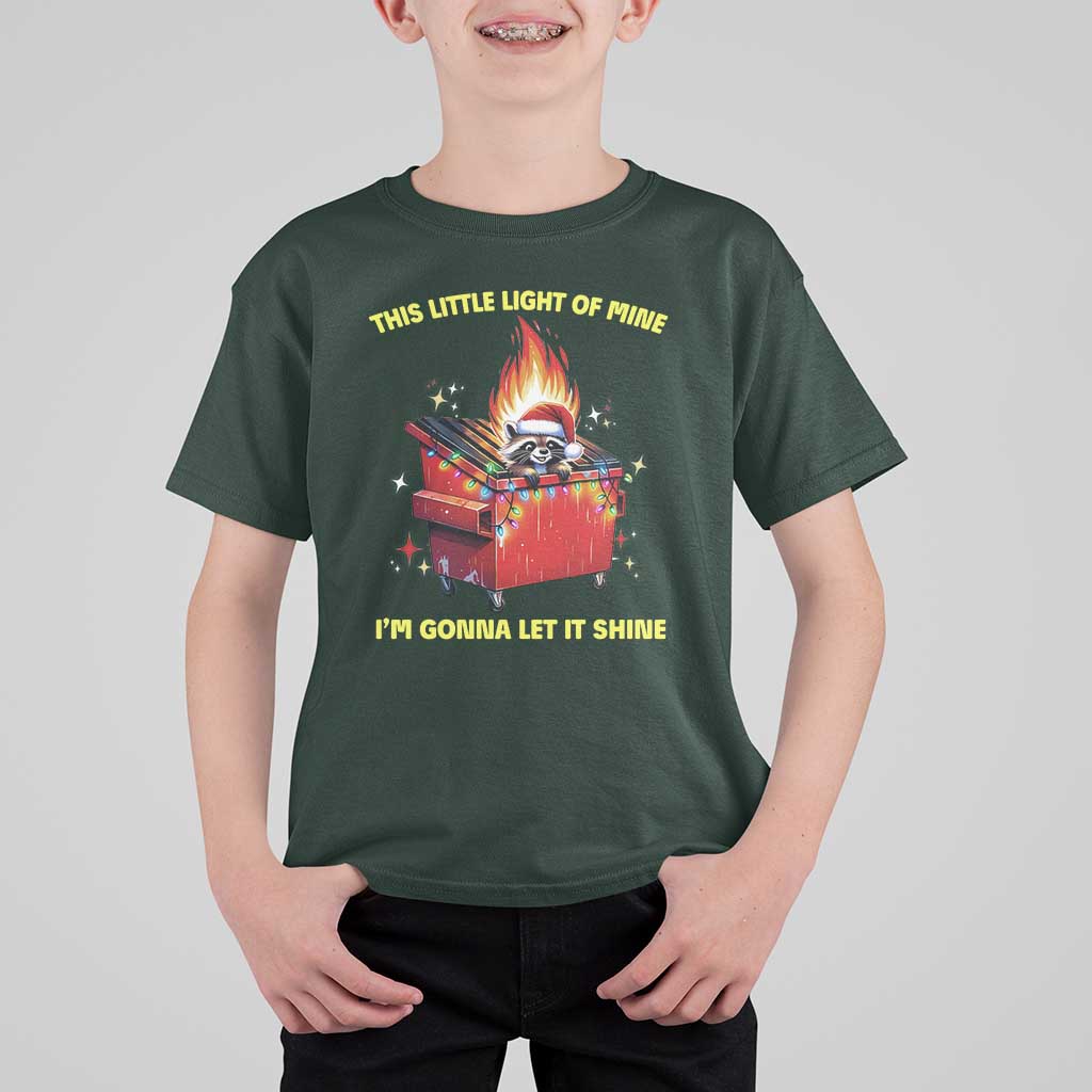 Funny Lil Fire Dumpster Racoon T Shirt For Kid This Little Light Of Mine I'm Gonna Let It Shine - Wonder Print Shop