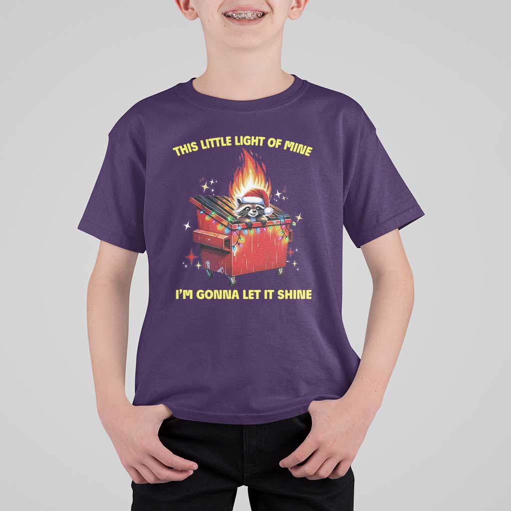 Funny Lil Fire Dumpster Racoon T Shirt For Kid This Little Light Of Mine I'm Gonna Let It Shine - Wonder Print Shop