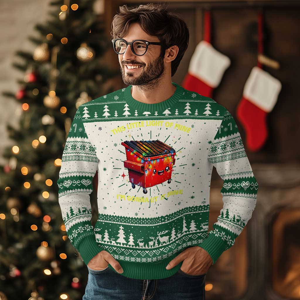 Funny Lil Fire Dumpster Ugly Christmas Sweater This Little Light Of Mine I'm Gonna Let It Shine - Wonder Print Shop
