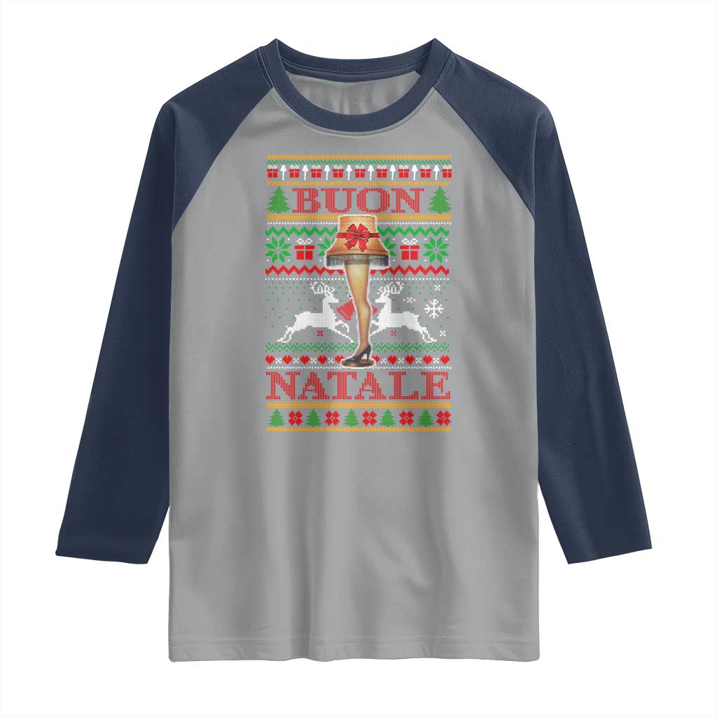 Funny Christmas Movie Raglan Shirt Buon Natale Lamp Italian Christmas - Wonder Print Shop