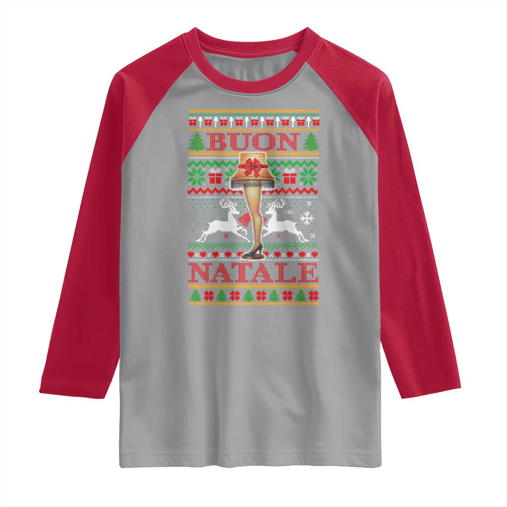 Funny Christmas Movie Raglan Shirt Buon Natale Lamp Italian Christmas - Wonder Print Shop
