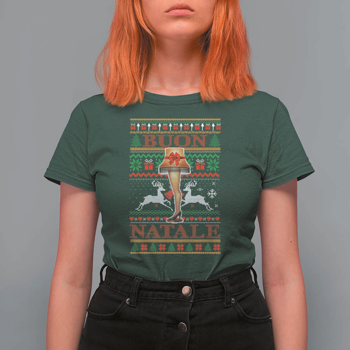 Funny Christmas Movie T Shirt For Women Buon Natale Lamp Italian Christmas - Wonder Print Shop