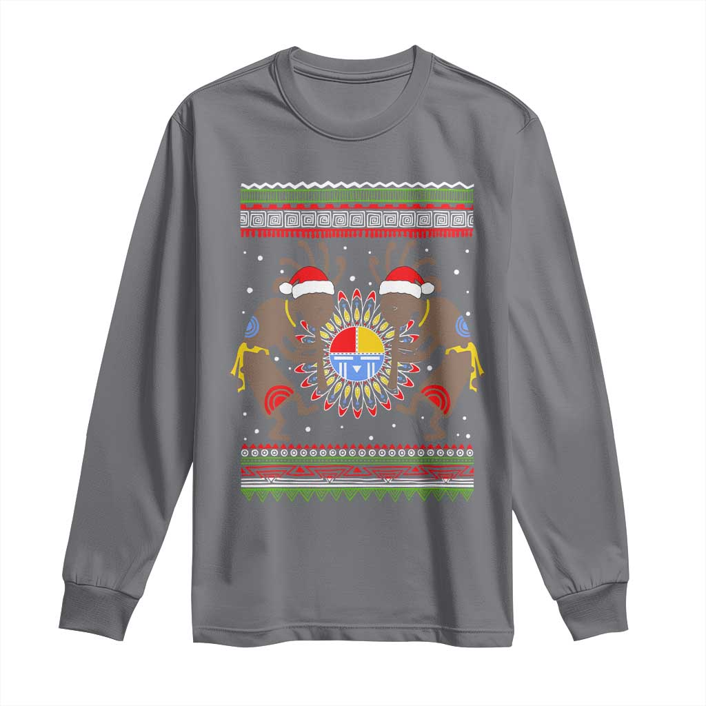 Funny Christmas Native American Long Sleeve Shirt Santa Kokopeli Medicine Wheel