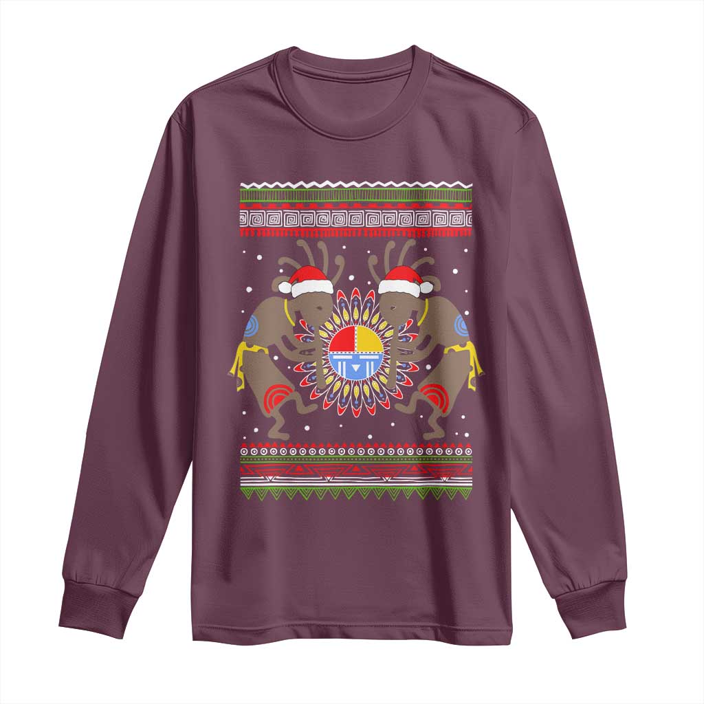 Funny Christmas Native American Long Sleeve Shirt Santa Kokopeli Medicine Wheel