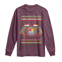 Funny Christmas Native American Long Sleeve Shirt Santa Kokopeli Medicine Wheel