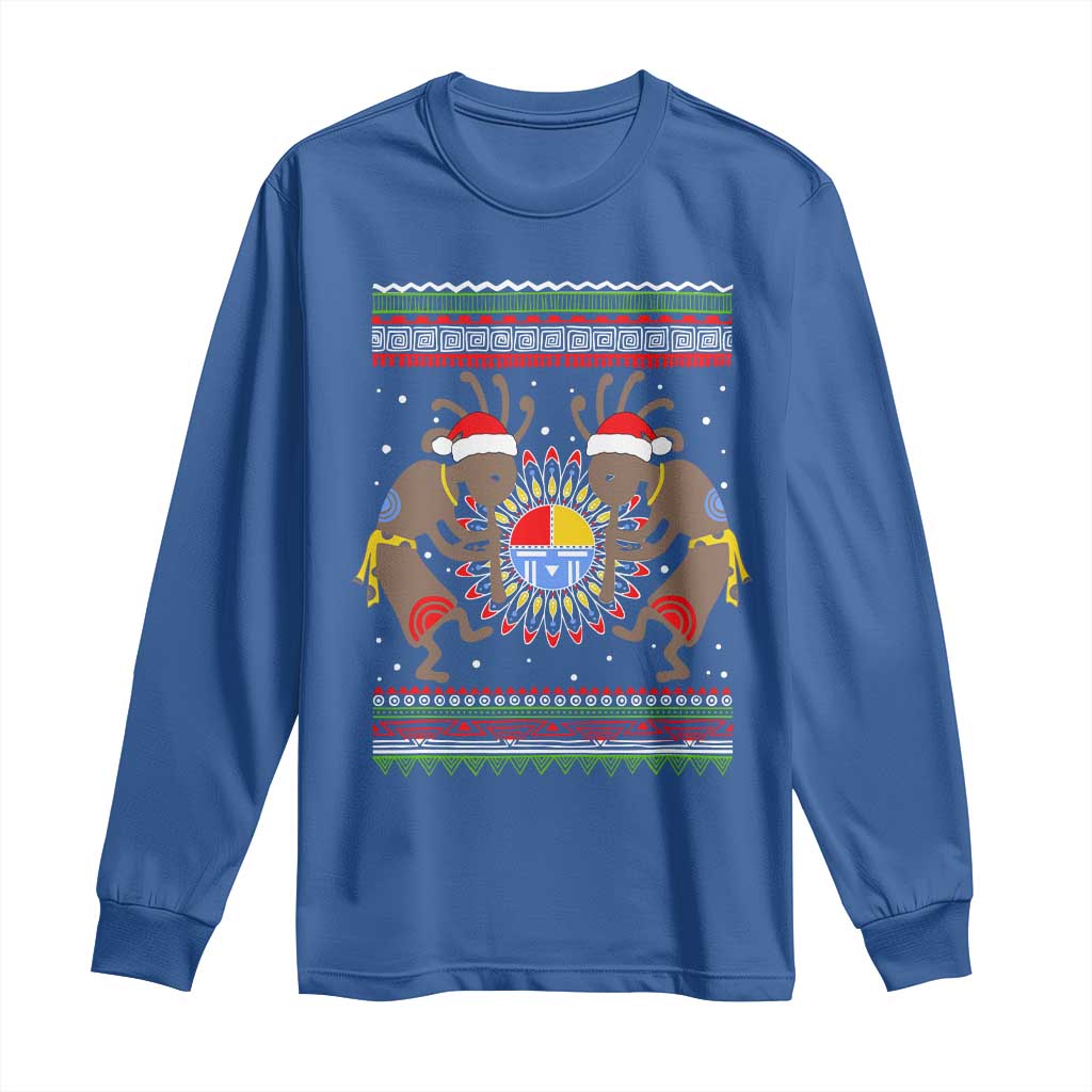 Funny Christmas Native American Long Sleeve Shirt Santa Kokopeli Medicine Wheel